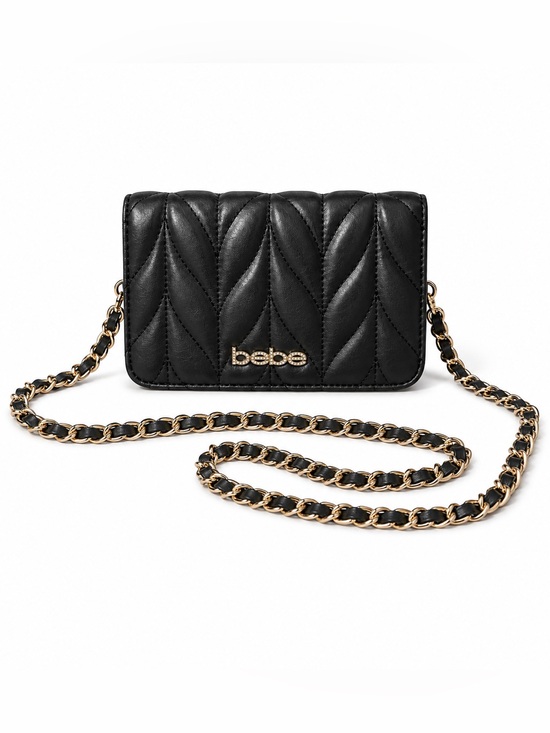 bebe Handbags - NWT Bebe Black Quilted Crossbody Bag Gold Chain Glam Purse
